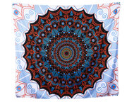 Mandala Boho Print 01  Black, Blue and White Wall Tapestry