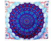 Mandala Boho Print 02 - Navy, Lt Blue and White  Wall Tapestry