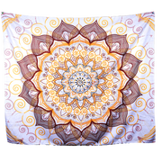 Mandala Boho Print 08  Burgundy, Orange and White Wall Tapestry