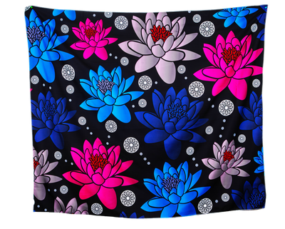 Floral Print 13 Navy, Blue, Red and Lavender Wall Tapestry