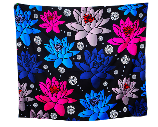 Floral Print 13 Navy, Blue, Red and Lavender Wall Tapestry