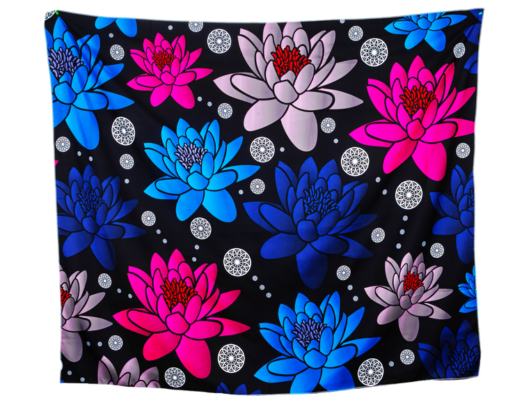 Floral Print 13 Navy, Blue, Red and Lavender Wall Tapestry