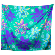 Floral Print 14 Green, Purple, White and Tan Wall Tapestry