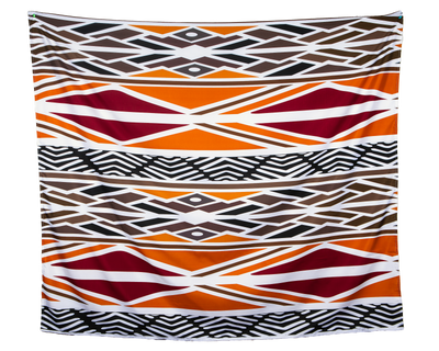 African Print 24 Gold, Burgundy, White and Black Wall Tapestry