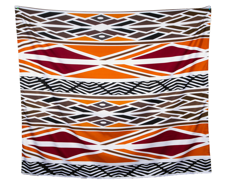 African Print 24 Gold, Burgundy, White and Black Wall Tapestry