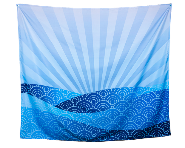 Abstract Modern Wave Print 30 Blue and White Wall Tapestry