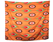 Retro Vintage Print 37 Peach, Green and Red Wall Tapestry