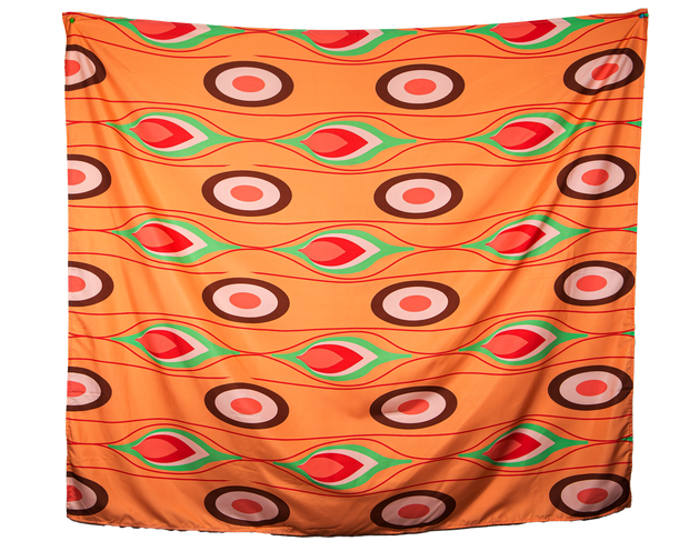 Retro Vintage Print 37 Peach, Green and Red Wall Tapestry