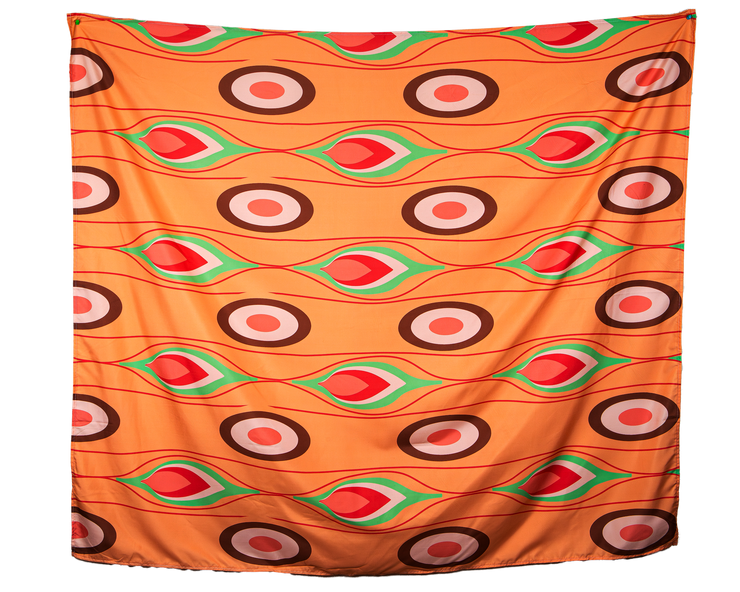 Retro Vintage Print 37 Peach, Green and Red Wall Tapestry