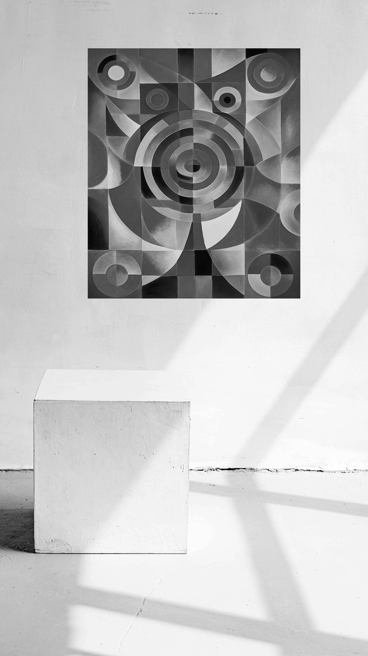 Black and White Geometric Canvas Print - Modern Circle Art for Chic Decor