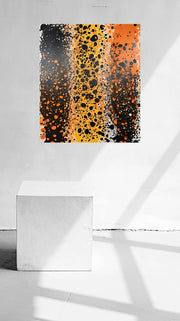 Modern Abstract Canvas Print - Bold Abstract Art in Black, Orange, Yellow & White