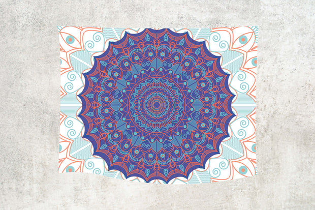 Mandala Boho Print 02 - Navy, Lt Blue and White  Wall Tapestry