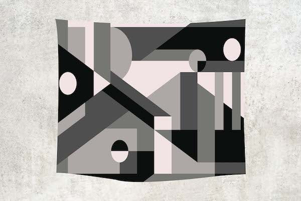 Abstract Modern Print 15 Black, Dark Grey, Lt Grey and White Wall Tapestry