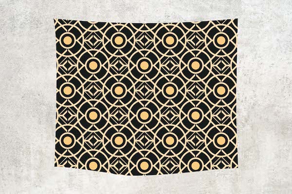 Abstract Modern Print 22 Black and Yellow Wall Tapestry