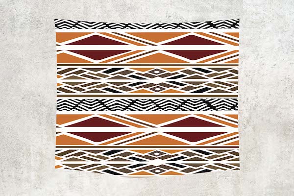 African Print 24 Gold, Burgundy, White and Black Wall Tapestry