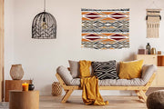 African Print 24 Gold, Burgundy, White and Black Wall Tapestry