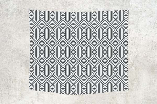 Abstract Modern Geometric Print 28 Black and White Wall Tapestry