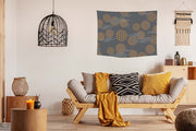 Abstract Modern Circle Print 31 Black, Grey and Gold Wall Tapestry