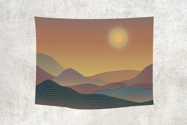 Abstract Modern Sand Dune Print 34 Brown, Green and Gold Wall Tapestry