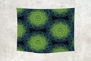 Abstract Floral Print 36 Navy and Green Wall Tapestry