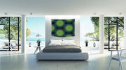 Abstract Floral Print 36 Navy and Green Wall Tapestry