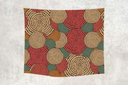 African Dot Print 27 Rust, Green and Tan Wall Tapestry